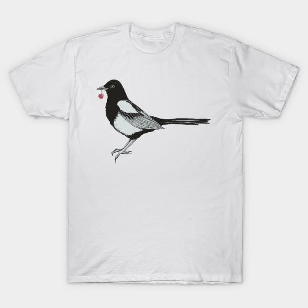 Magpie T-Shirt by Karroart